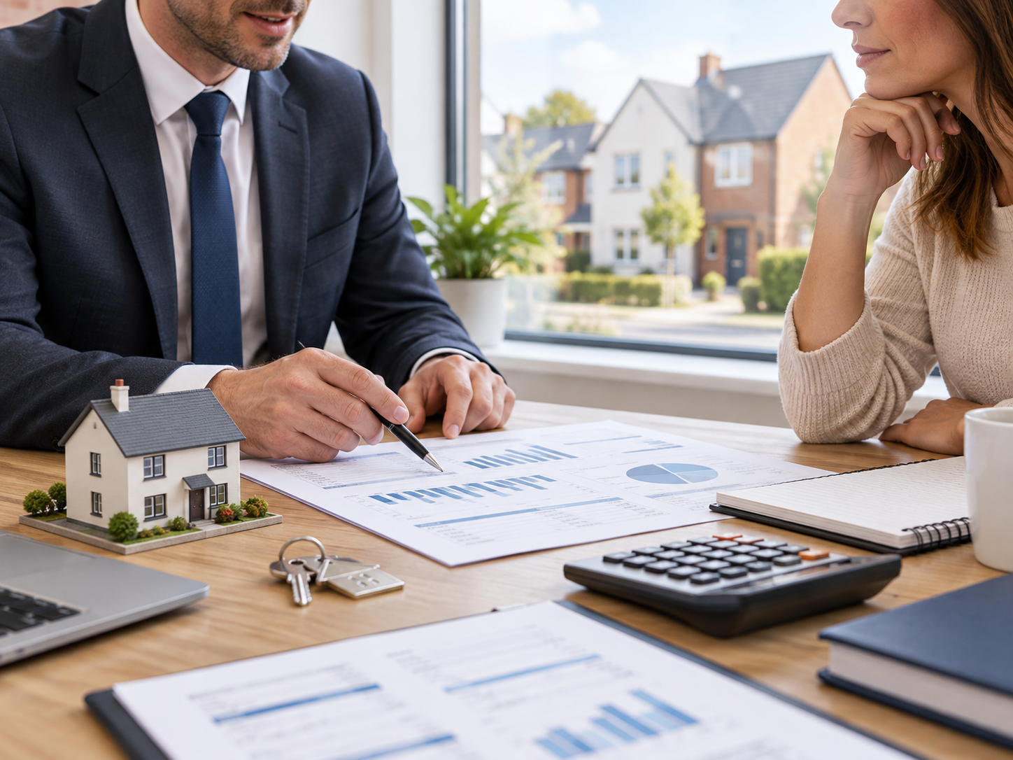 Tax adviser discussing financial information with a client