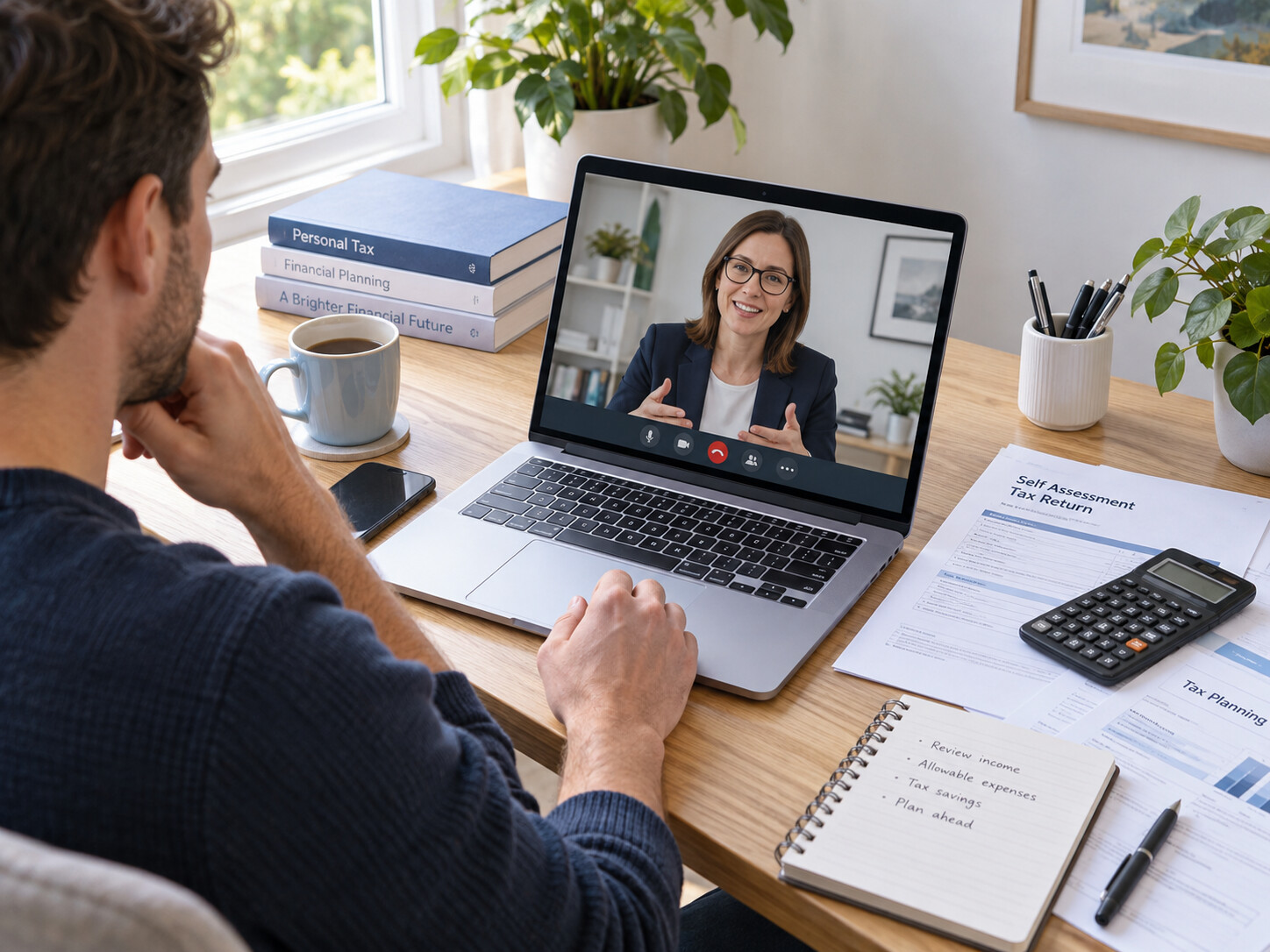 Client receiving online Self Assessment and tax advice support