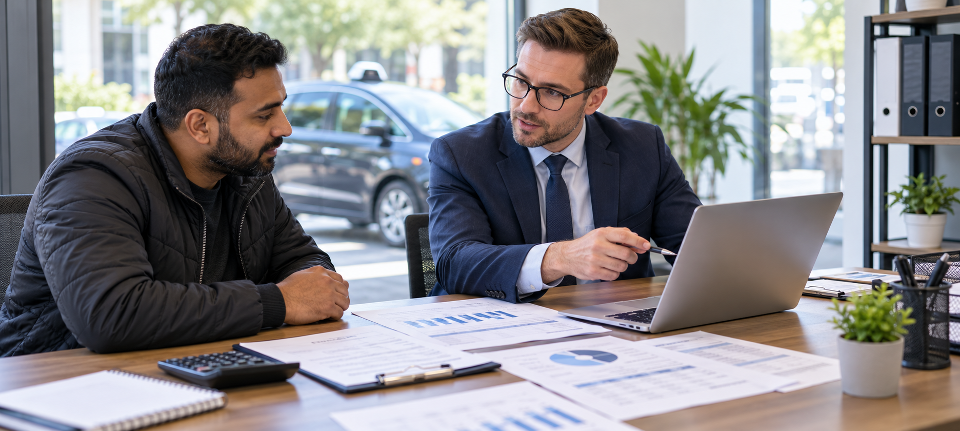 Uber Driver VAT Registration Assistance Accountant helping a private-hire driver with VAT registration and financial records