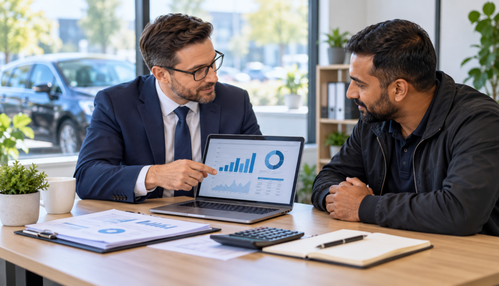 Making Tax Digital for Uber and Taxi Drivers Accountant explaining Making Tax Digital VAT returns to an Uber and private-hire driver